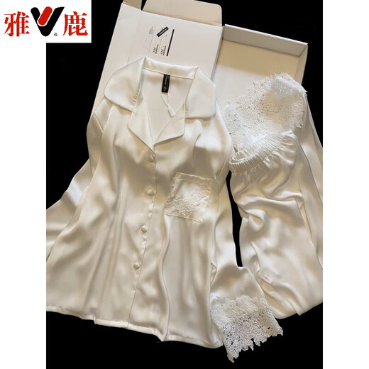 
Yalu White Moonlight]High-Customized Water-soluble Lace Imitation Acetic Acid Pajamas Long Sleeve Trousers Home Clothing Set for Best Friends 13533 M 80-100Jin [Jin equals 0.5 kg]