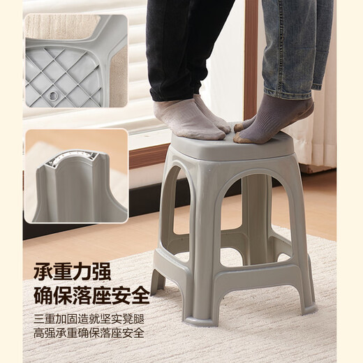 Anafor plastic stool household small bench shoe changing stool baby dining chair learning chair back chair HK5178 gray