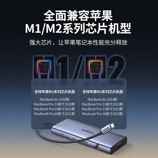 绿联 Type-C拓展坞雷电3/4扩展坞USB-C转HDMI分线器转接头 适用MacBook电脑 9合1 【四屏异显 4K60hz】15602