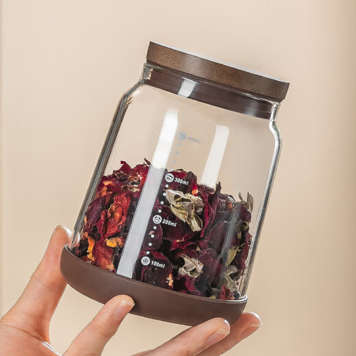 Genas glass tea jar transparent sealed jar household high-end storage tea storage jar coffee bean powder white sugar storage bottle