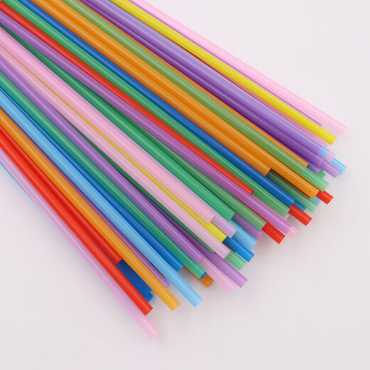 Baichao colorful creative handmade flower production diy straws children's kindergarten disposable juice drink plastic straight tube color 0.6*26cm straight tube 100 pieces