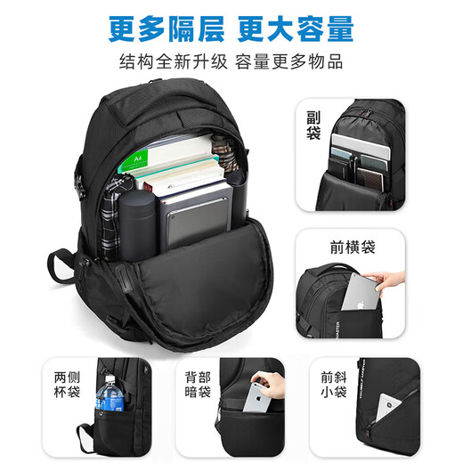 
JINSHIWQ Backpack Men's Large Capacity Business Travel Bag Computer Backpack Mountaineering Bag Junior High School College Students' School Bag