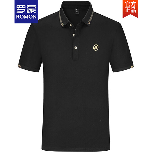 Romon Ice Seide Baumwolle kurzärmeligte T-Shirt-Hemd-Hemd-Top Herren-Lampe Polo-Hemd halbe Ärmeln Jugend Sommer neuer Stil 681 Rauchgrau M.