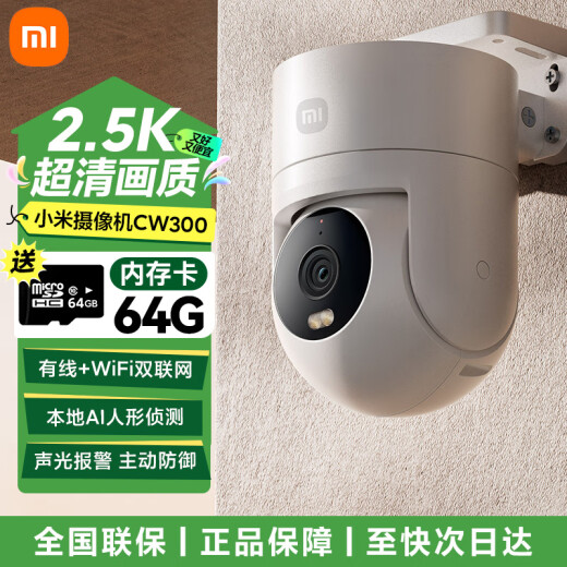 小米室外摄像头CW300户外家用监控器远程360度无死角带全彩夜视400万像素2.5K画质防尘防水 双向语音 CW300+64G/25%用户选购