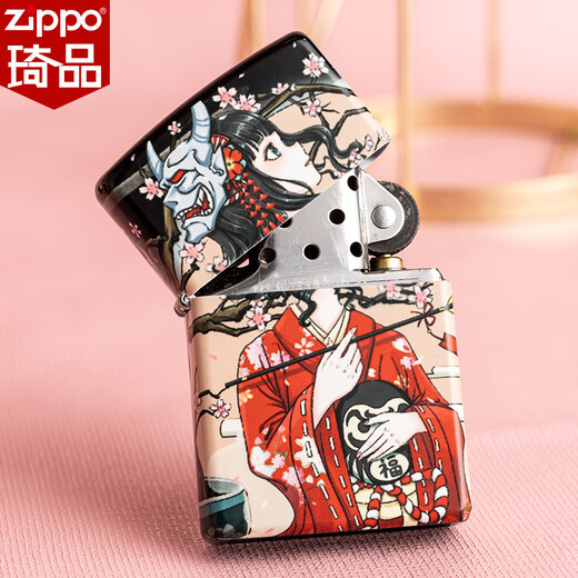 ZIPPO正版旗舰打火机zppo男士火机个性彩印煤油zp送礼限量款防风 樱花祭DY9902CY