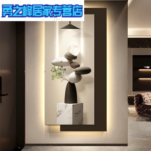 Moderne leichte Luxus-Eingangsdekoration Gemälde Einfache LED-Lampe Hängende Malerei Gegentür 2025 Neues Wandbild T12347 40*80 cm Linderloser Stil Hochdefinition UV-Schnitzerei + Kristall