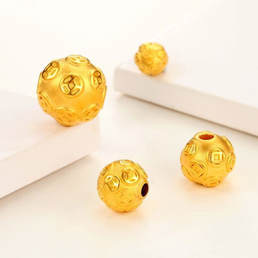BZK pure gold 999 copper coins small gold beads versatile gold money beads Passepartout transfer beads gold-plated powder 0.06g 10mm money beads diy single sale