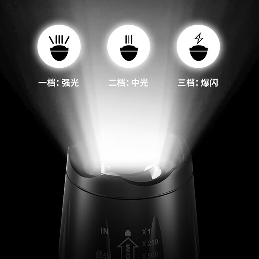 
Qingchen flashlight strong light rechargeable ultra bright long-range long-range portable home durable large capacity mini portable 9900K single-stage dimming USB direct charging