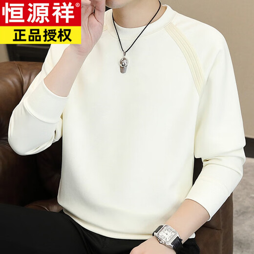 
Hengyuanxiang heavy round neck sweatshirt for men in spring and autumn 2025 new long-sleeved T-shirt for men tops trendy inner bottom shirt men 838 black L suggest 110-125 Jin [Jin equals 0.5 kg]