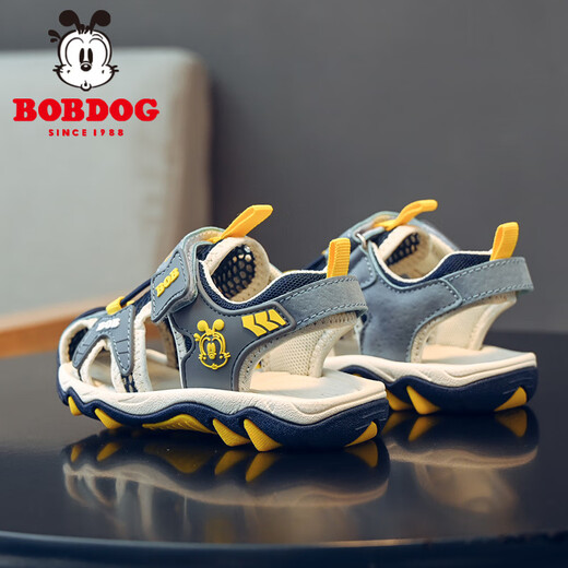 BOBDOG children's shoes baby functional sandals 2025 new summer children's non-slip soft sole toe toddler shoes summer boys' shoes Azure/Navy Blue 1102123045 24 Shoe inner length 150mm