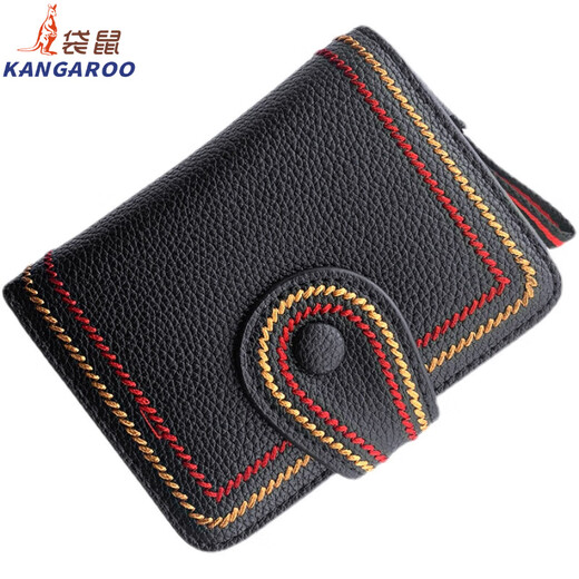 Kangaroo 2025 new European and American fashion small wallet short women's multi-card card bag women's cowhide wallet coupon wallet trendy CX-256 red