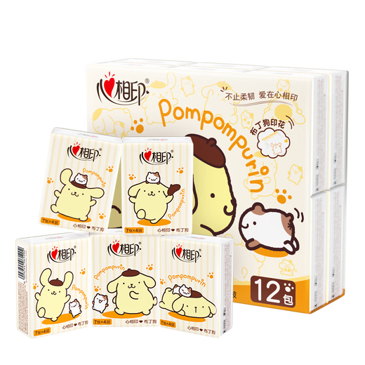 Heart to Heart, Tian Xuning's same model, handkerchief paper pudding dog joint IP model, 4 layers, 7 pieces, 12 packs, printing is not easy to break when wet