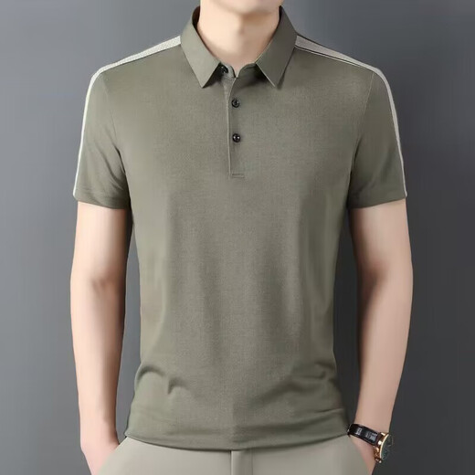 
GY goldlion summer short-sleeved polo shirt for men new high-end business clothes casual lapel half-sleeved T-shirt for men 9902 white one size M