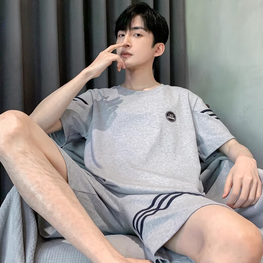 浪莎（langsha）男士睡衣男夏季短袖纯棉男款夏天薄2025新款男生大码家居服 HDE-9928 L 男