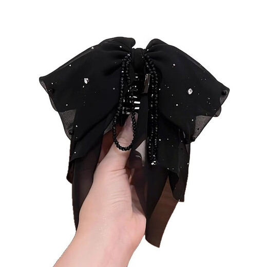 Gu Nai 2025 new gauze bow tassel grabber female high ponytail versatile fashion shark clip half-tied hairpin