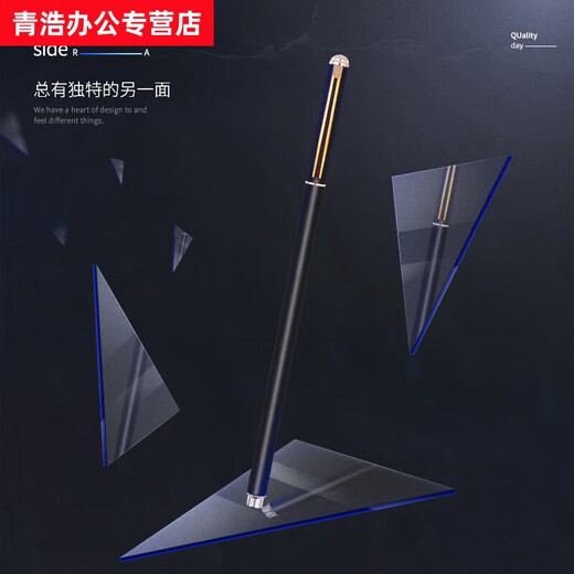 山头林村细杆金属笔简约中性笔学生用商务办公重手感笔0.5mm黑色水笔签字笔金属笔杆 kx5009金属笔-银色单支(0.5mm黑)