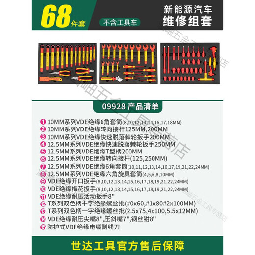 Sijie Insulated Car Repair Kit New Energy Electric Vehicle Special Sleeve VDE Certified Tool Box 09933/39 Pieces New Energy Vehicle Quick Repair Kit