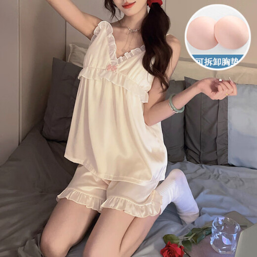Xianxiyi Summer Nuevo pijama de estilo con pijamas en el pecho con pijama de pecho Juego de encaje delgado JDX-9221# [PINK] 175 L