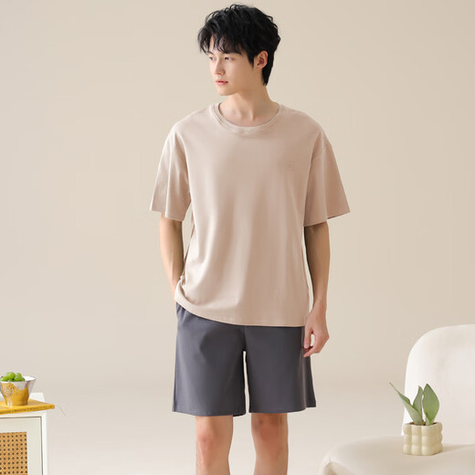 已朵纯棉睡衣男士夏季短袖两件套装2025新款男生休闲宽松家居服 13603 L 【建议100-120斤】