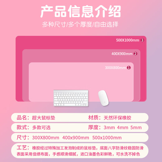 索能（SUONENG）搞钱要紧鼠标垫子家用办公女生高级感书桌垫超大号护腕桌面垫定制 YX-1049【如愿以偿 无限好运】 500x1000mm5毫米