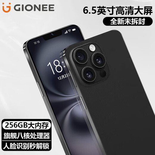 金立新款256GB八核智能手机超薄长续航全网通微信八开6.5英寸大屏人脸识别老年人学生电竞游戏备用 黑色 8核+128GB
