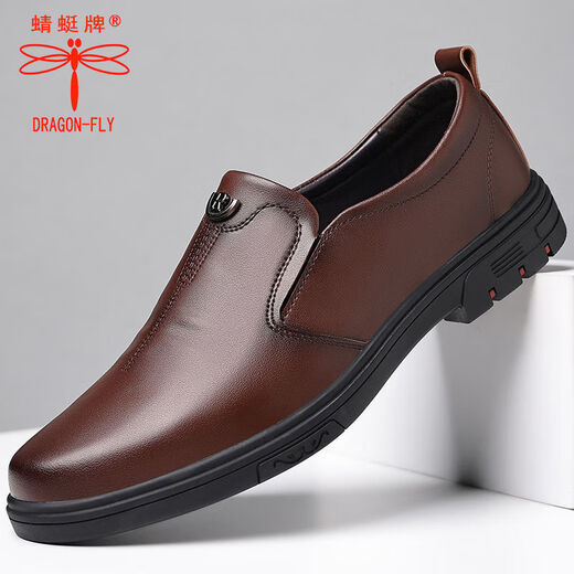 Livraison rouge (Red Dragonfly) Automne mouches Chaussures en cuir pour hommes Automne Business Casual Men's Chaussures Gétille en cuir Cow Feet Soft Sole Round Round Shoes's Protection Summer Black 6626 Dragonfly Brand 36