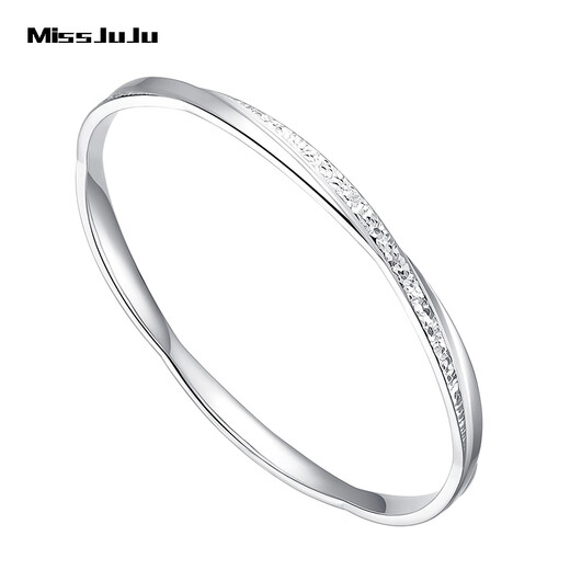 Miss JuJu pt950 platinum Möbius ring bracelet for women, new platinum crushed ice perfect round bracelet, inner diameter 52mm, weight 16.59 grams, about 3mm thick