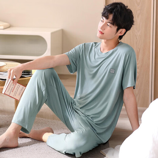 TTPMER莫代尔夏季男睡衣短袖长裤家居服冰丝凉感可外穿 A2677 短袖+长裤 L 100-120斤