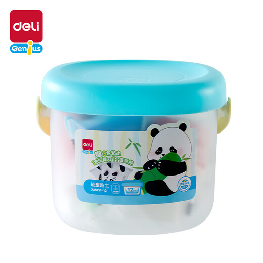 得力（deli）12色桶装超轻粘土安全儿童玩具 生日礼物橡皮泥彩泥黏土