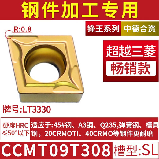 XMSJ CNC Blade Diamond CCMT09T304 Agujero interno de acero inoxidable 120404 Hoja de giro 09T308 Cuchillo 060204 CCMT060208-AH-LT9215