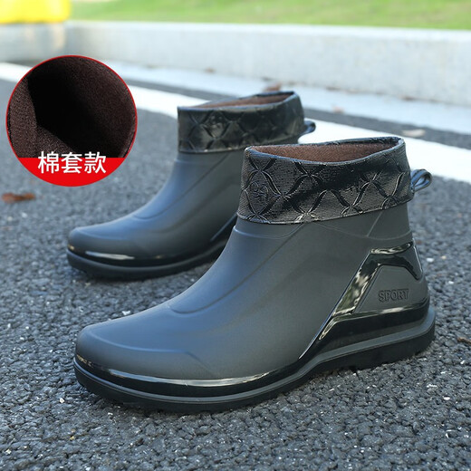英式雨鞋男短筒防水休闲雨靴平底轻便厨房防滑胶鞋厚底水鞋工作鞋 630 黑色单鞋【标准码】 42