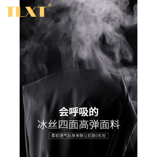TLXT Light Luxury Brand 2025 Ice Silk Casual Contant Men's Men's Spring and Summer Min Men's Pantals sans repasser pantalon élastique à pieds minces 1098-noir neuf points 28