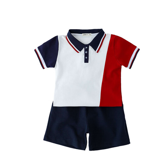 童然幼儿园园服夏季新款小学生校服班服六一表演服棉质运动英伦风套装 6623红白男生套装 100 码