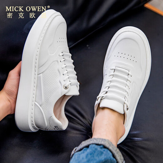 Mick Owen Mick Owen Männer atmungsaktiv 2025 Neues koreanisches Stil Trendy weiß dicke Sohle lässiges Mesh niedrige kleine weiße Schuhe 5155 Weiß 38