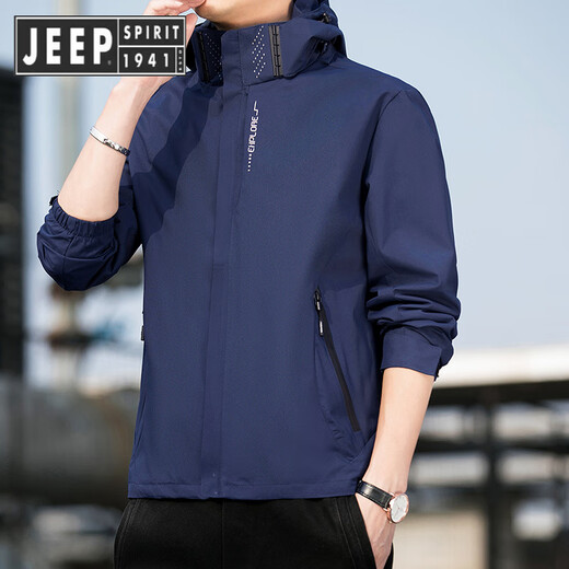 Jeep Spirit Jeep New Sports Paul Shocksuit Kapuze -Jacke im Freien im Freien winddichte wasserdichte, schmutzfreie Paar Outfit 681 Black M.
