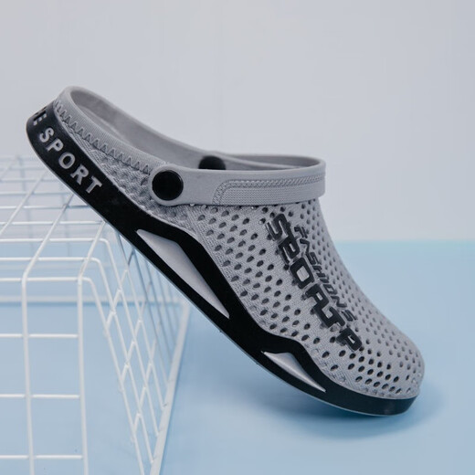 
Pei Shiyan's summer Baotou Drag Men's Outdoor Sandals Sports Slippers Dual-purpose Beach Shoes Anti-slip Fitness and Wear-resistant Hole Shoes Tide 3881 Black 40