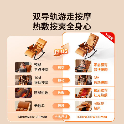 Oaks (AUX) massage chair full body home small 2025 top ten brands compact folding smart sofa chair leisure rocking recliner parents birthday gift practical for parents and elders Sunshine Orange Upgraded rail walking kneading model + detachable cloak
