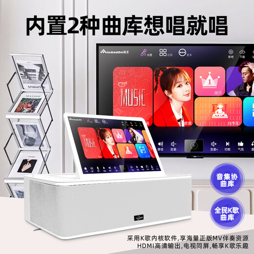 InAndOn音王 点歌机一体机 家庭ktv点歌台音响套装 卡拉ok点唱机 高清触摸屏点歌台  智能语音点歌设备 台式一体机+音响+功放+1T【黑色】