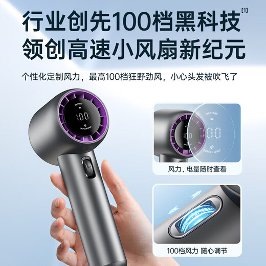 Kleiner Lüfter Handheld Neues Digital Display Hochgeschwindigkeit kleiner Windkanonen USB-Ladung Tragbarer Handheld mit Hunderten von Gängen des großen Windsturm-Turbo-Lüfter
