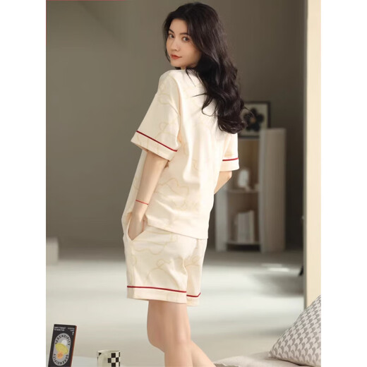 莫代尔睡衣女夏季纯棉短袖短裤薄款夏天可爱甜美可外穿家居服套装 YX-7504 9859 M 【建议80-100斤穿】