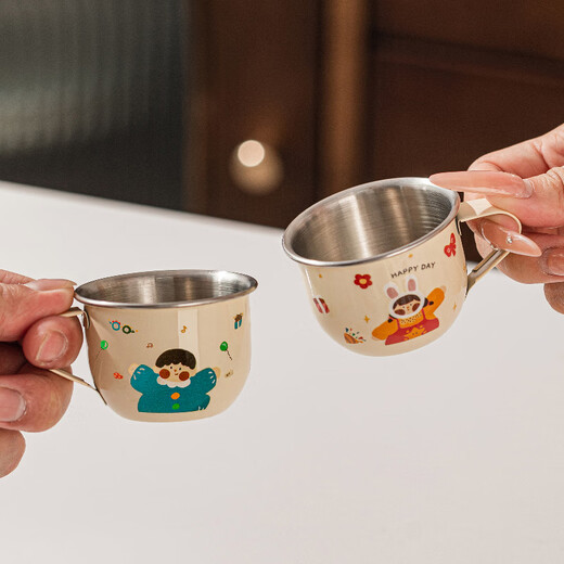 TREEJACK 316L stainless steel cartoon children's small water cup baby kindergarten home open milk tea drink mug