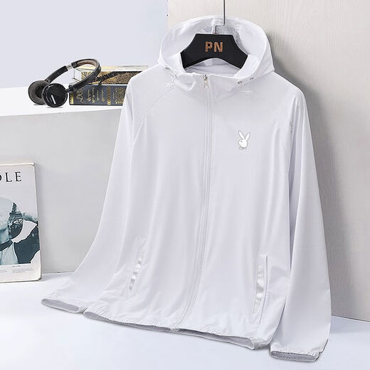 Playboy (Playboy) Sun Protection Suit Men's Men's Summer Ultra-Thin Thin Brepwable Ice Silk Outdoor Cabinage Cabinet Pêche de protection solaire Men Top Casual 9911 White M [suggéré 100-115 Jin [Jin est égal à 0,5 kg]]]