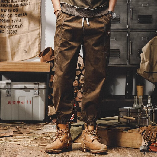Jereno American heavyweight retro casual pants for men's spring and autumn loose Amei Kaji trendy overalls for men's feet plus size pants camel M suitable for 115-130Jin [Jin equals 0.5 kg]