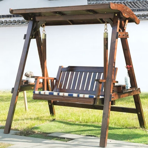 Shengxi silla de columpio al aire libre, silla de hamaca de balcón interior de la casa, patio de leisura de madera de madera de madera de madera de madera de madera sólida 699 swing blanco de madera blanca columpio