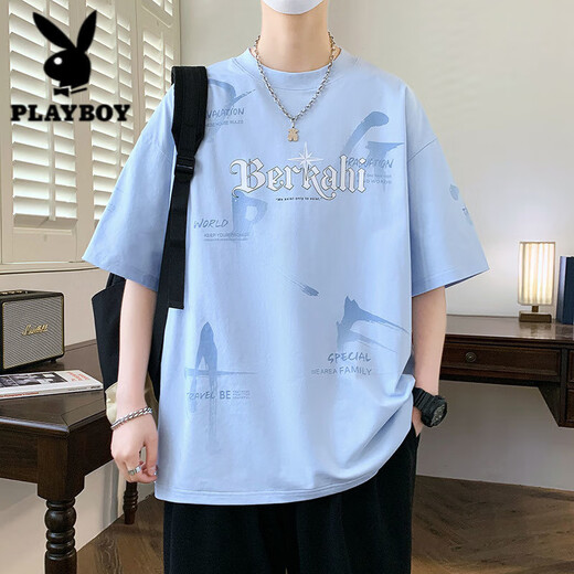Playboy (Playboy) T-shirt à manches courtes Boy Junior High School Élève lâche Hong Kong Top Teenager Big Children Childre