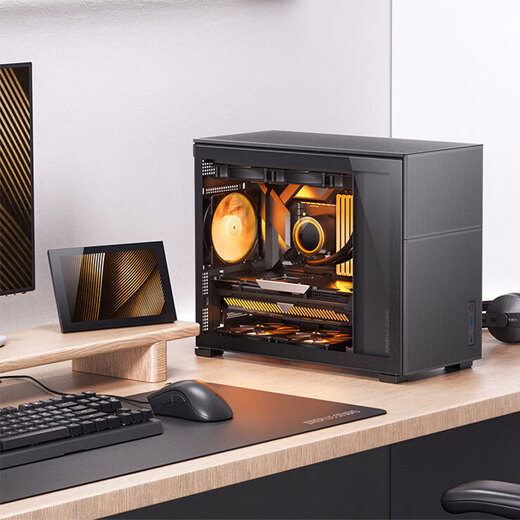JONSBO D31 computer case Pinecone D41 main case MATX glass side transparent desktop 360 water-cooled secondary screen small case MESH compact ATX with screen type-c D31 MESH version mesh black MATX motherboard