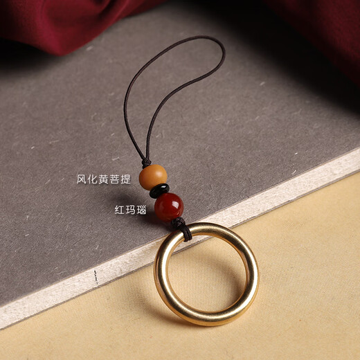 CHUXIANG brass ring mobile phone ring buckle metal universal dust plug pendant USB pendant anti-lost lanyard mobile phone pendant brass ring-Huang Pu