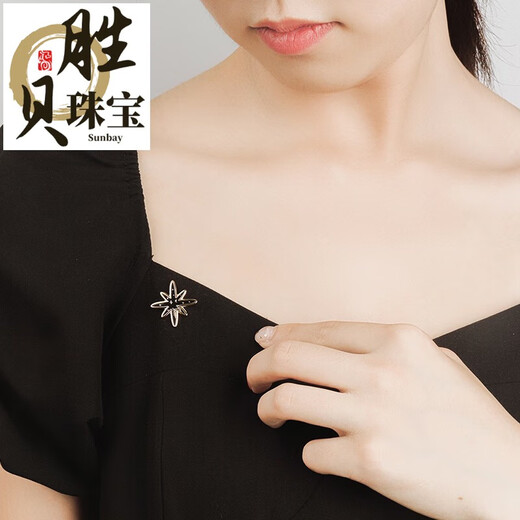 Shengbei six-pointed star high-end suit brooch for men and women, gold-plated retro enamel small fragrance style suit corsage badge, one six-pointed star brooch, gift box