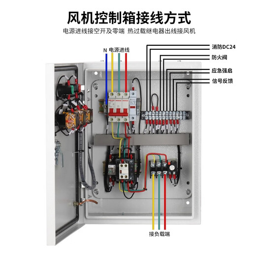 Delixi Electric Delixi fan motor control box 380V single-speed smoke exhaust household starter (Delixi model) three-phase motor thermal protection 11KW short circuit/overload protection