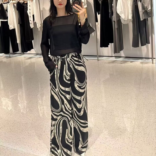 AQFB ENOS YUNDE 2025 Summer New Fashion Art Geometric Casual Browers Retro Классические брюки 50613089 Black Top 5012 55 S-1